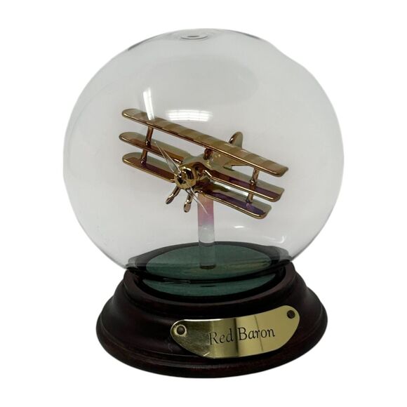 Vintage Mayflower Glass Sculpture Red Baron Airplane Globe Dome 4.5" Tall Decor - Picture 13 of 16